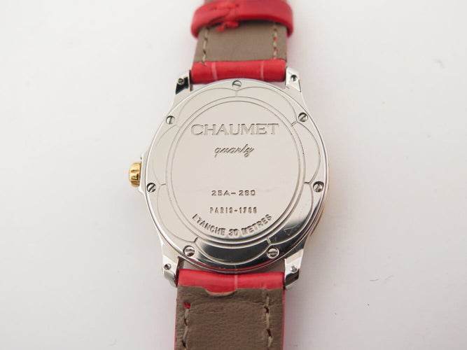 Montre Chaumet - Montre 25A à quartz, acier et plaqué or jaune, cadran en nacre 58 Facettes 277378