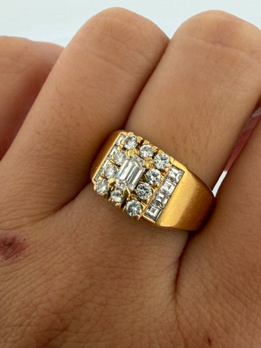 Bague 52 Bague bandeau en or jaune 18k avec diamants 58 Facettes 605/26 C