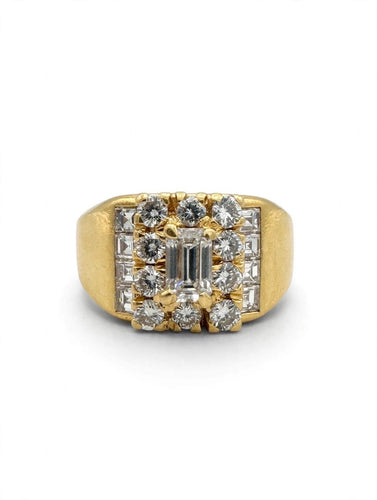 Bague 52 Bague bandeau en or jaune 18k avec diamants 58 Facettes 605/26 C