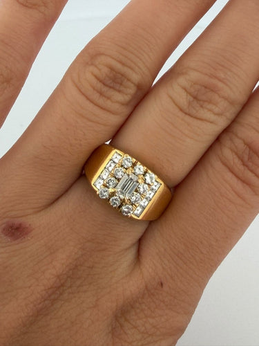 Bague 52 Bague bandeau en or jaune 18k avec diamants 58 Facettes 605/26 C