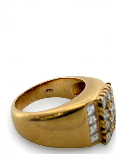 Bague 52 Bague bandeau en or jaune 18k avec diamants 58 Facettes 605/26 C