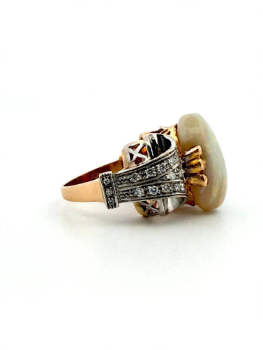 Bague 58 Bague en or jaune et blanc 18k, opale et diamants 58 Facettes 605/26 G