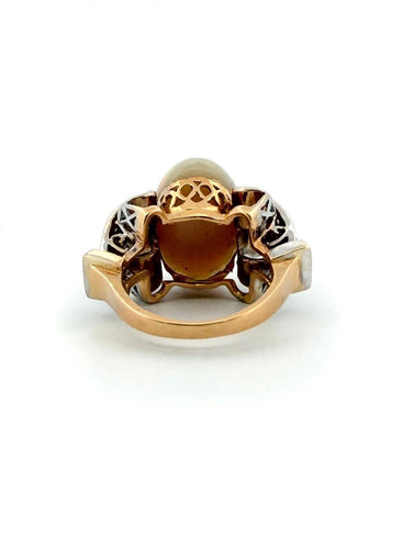 Bague 58 Bague en or jaune et blanc 18k, opale et diamants 58 Facettes 605/26 G