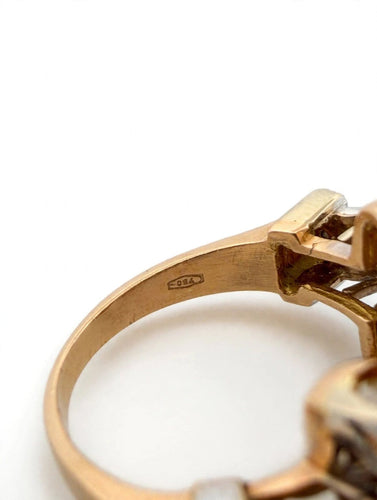 Bague 58 Bague en or jaune et blanc 18k, opale et diamants 58 Facettes 605/26 G