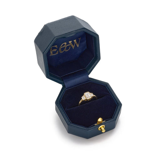 Bague 51 Bague de fiançailles Art déco à trois diamants, 1,40 ct, en or jaune 18k 58 Facettes EW-0010