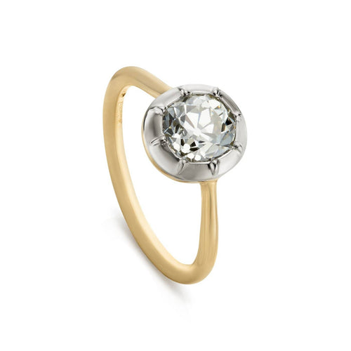 Bague 51 Bague solitaire en diamant taille ancienne, 1,50 ct, or jaune 18k et platine 58 Facettes EW-0011