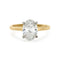 Bague 51 Bague solitaire de fiançailles, diamant ovale 1,20 ct, or jaune 18k et platine 58 Facettes EW-0012