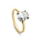 Bague 51 Bague solitaire de fiançailles, diamant ovale 1,20 ct, or jaune 18k et platine 58 Facettes EW-0012