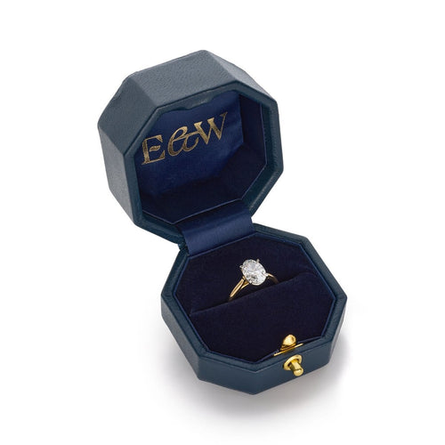 Bague 51 Bague solitaire de fiançailles, diamant ovale 1,20 ct, or jaune 18k et platine 58 Facettes EW-0012