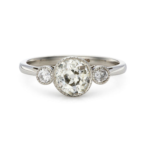 Bague 54 Bague trois pierres en platine, style édouardien, diamants 1,20 ct 58 Facettes EW-0021
