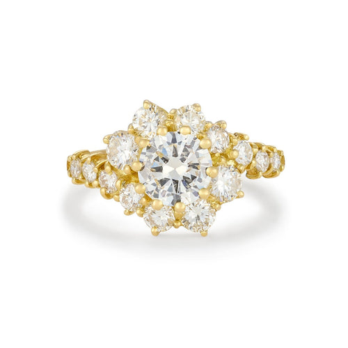 Bague 53 Bague tourbillon vintage en or jaune 18k et diamants, 1,60 ct 58 Facettes VI-0020