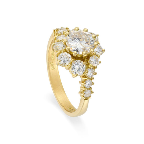 Bague 53 Bague tourbillon vintage en or jaune 18k et diamants, 1,60 ct 58 Facettes VI-0020