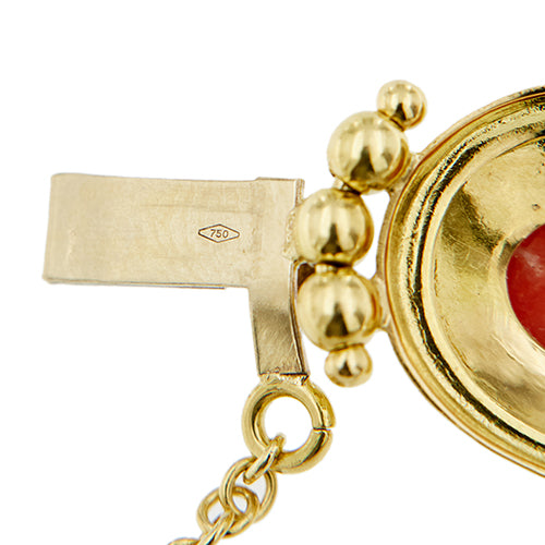 Bracelet Bracelet en or jaune 18 ct avec 9 coraux rouges cabochon 58 Facettes 39982
