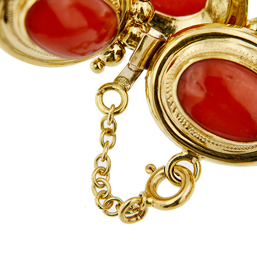 Bracelet Bracelet en or jaune 18 ct avec 9 coraux rouges cabochon 58 Facettes 39982