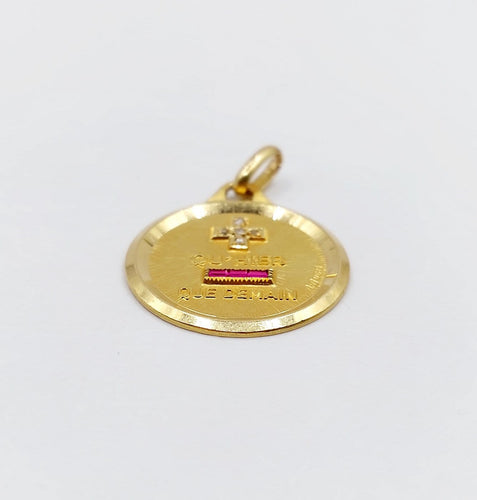 Pendentif Augis - Pendentif médaille d'amour en or 18k, rubis et diamants taille rose 58 Facettes A08042