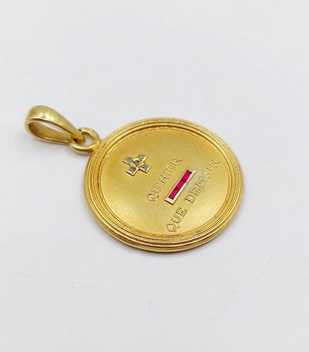 Pendentif Augis - Pendentif médaille d’amour en or 18k, diamants et rubis, vers 1960 58 Facettes A08041