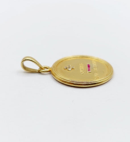 Pendentif Augis - Pendentif médaille d’amour en or 18k, diamants et rubis, vers 1960 58 Facettes A08041