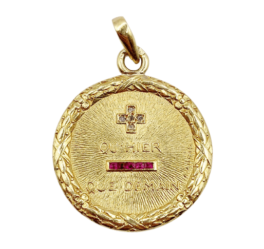 Pendentif Augis - Pendentif médaille d’amour en or 18k, diamant et rubis 58 Facettes A08044