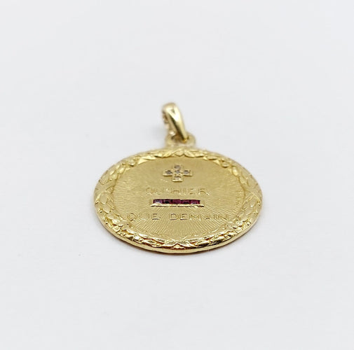 Pendentif Augis - Pendentif médaille d’amour en or 18k, diamant et rubis 58 Facettes A08044
