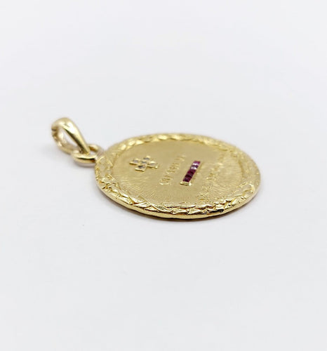Pendentif Augis - Pendentif médaille d’amour en or 18k, diamant et rubis 58 Facettes A08044