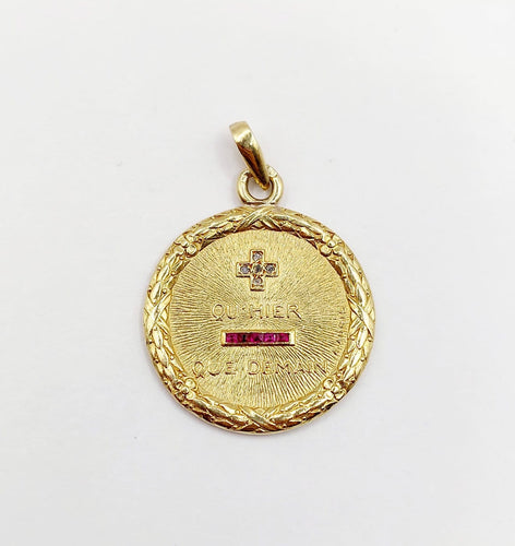 Pendentif Augis - Pendentif médaille d’amour en or 18k, diamant et rubis 58 Facettes A08044