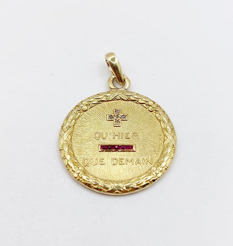 Pendentif Augis - Pendentif médaille d’amour en or 18k, diamant et rubis 58 Facettes A08044