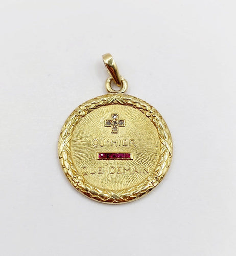 Pendentif Augis - Pendentif médaille d’amour en or 18k, diamant et rubis 58 Facettes A08044