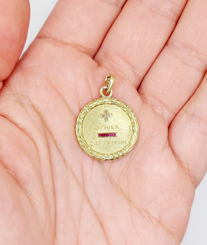 Pendentif Augis - Pendentif médaille d’amour en or 18k, diamant et rubis 58 Facettes A08044