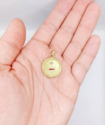 Pendentif Augis - Pendentif médaille d’amour en or 18k, diamant et rubis 58 Facettes A08044