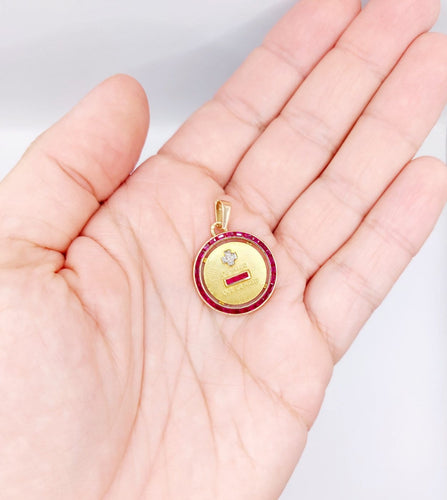 Pendentif Augis - Pendentif médaille d’amour en or 18k, diamants et rubis calibrés 58 Facettes A08046