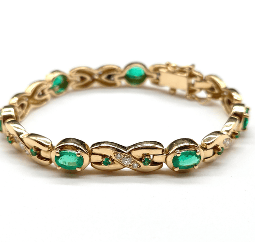 Bracelet Bracelet en or jaune 18k, émeraudes et diamants 58 Facettes BOV/260070