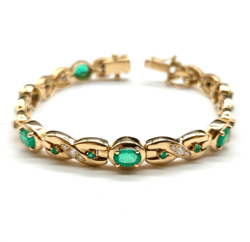 Bracelet Bracelet en or jaune 18k, émeraudes et diamants 58 Facettes BOV/260070