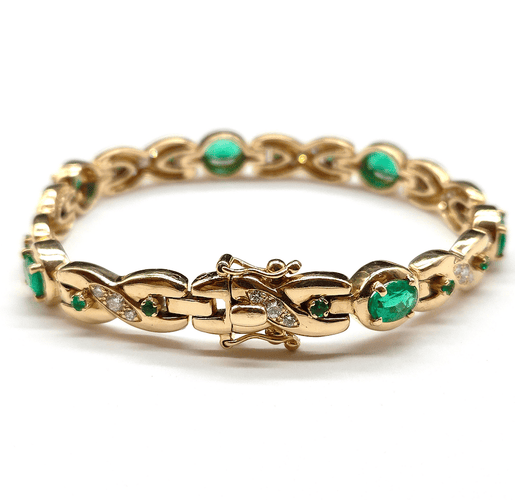 Bracelet Bracelet en or jaune 18k, émeraudes et diamants 58 Facettes BOV/260070