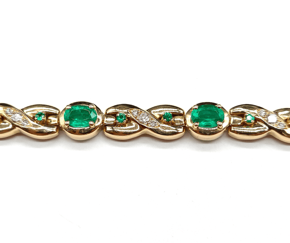 Bracelet Bracelet en or jaune 18k, émeraudes et diamants 58 Facettes BOV/260070