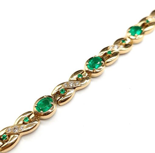 Bracelet Bracelet en or jaune 18k, émeraudes et diamants 58 Facettes BOV/260070