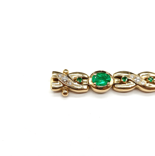 Bracelet Bracelet en or jaune 18k, émeraudes et diamants 58 Facettes BOV/260070