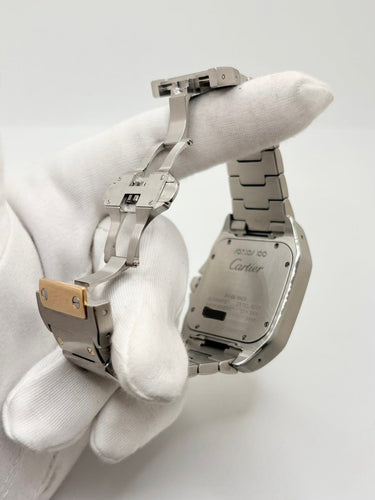 Montre Cartier Santos 100 - Montre automatique en or jaune 18 carats et acier 58 Facettes 2324