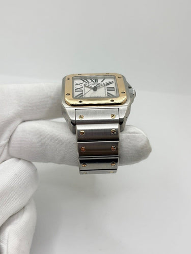 Montre Cartier Santos 100 - Montre automatique en or jaune 18 carats et acier 58 Facettes 2324