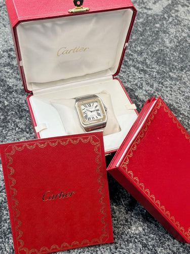 Montre Cartier Santos 100 - Montre automatique en or jaune 18 carats et acier 58 Facettes 2324