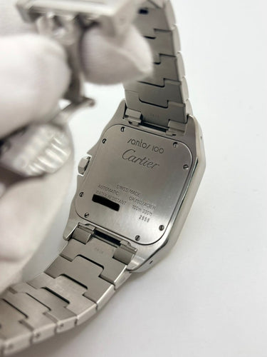 Montre Cartier Santos 100 - Montre automatique en or jaune 18 carats et acier 58 Facettes 2324