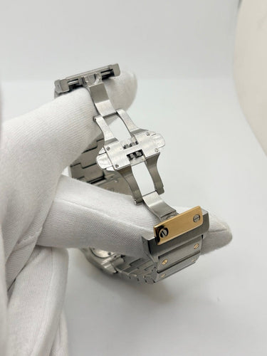 Montre Cartier Santos 100 - Montre automatique en or jaune 18 carats et acier 58 Facettes 2324