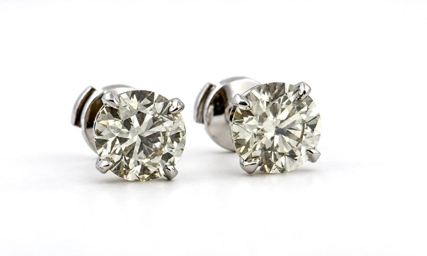 Boucles d'oreilles Puces d’oreilles en diamants naturels, 2 × 2 ct 58 Facettes Pp