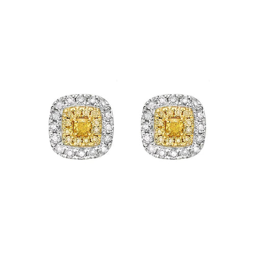 Boucles d'oreilles Boucles d’oreilles en or blanc 18k avec diamants jaunes taille coussin 58 Facettes GER1318WG_20261014