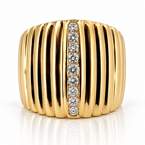 Bague 55 Bague rétro jonc en or jaune 18 carats et diamants naturels 58 Facettes 91091