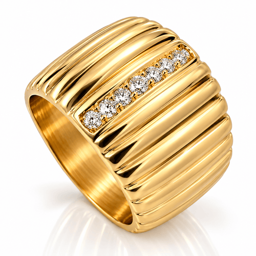 Bague 55 Bague rétro jonc en or jaune 18 carats et diamants naturels 58 Facettes 91091