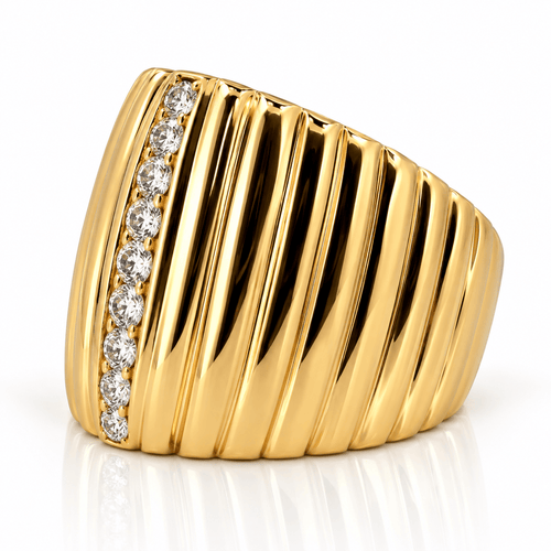 Bague 55 Bague rétro jonc en or jaune 18 carats et diamants naturels 58 Facettes 91091