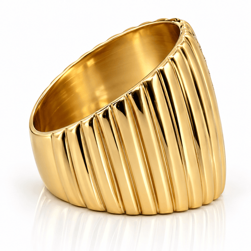 Bague 55 Bague rétro jonc en or jaune 18 carats et diamants naturels 58 Facettes 91091