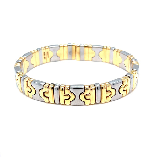 Bracelet Bulgari - Bracelet jonc ouvert Parentesi en or jaune 18k et acier inoxydable 58 Facettes