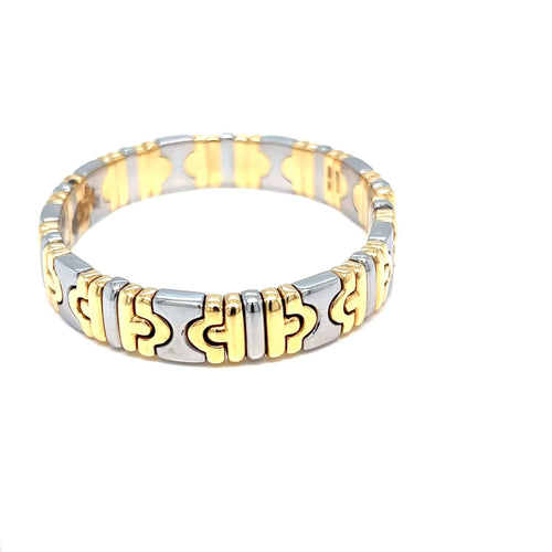Bracelet Bulgari - Bracelet jonc ouvert Parentesi en or jaune 18k et acier inoxydable 58 Facettes