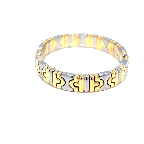 Bracelet Bulgari - Bracelet jonc ouvert Parentesi en or jaune 18k et acier inoxydable 58 Facettes